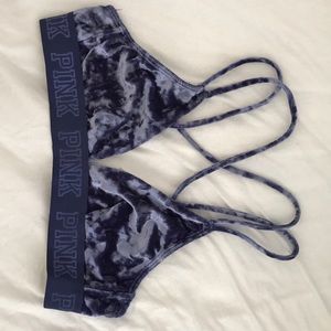 cross back velvet VS pink bralette